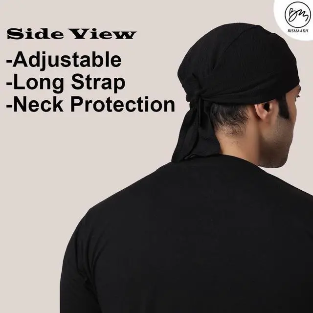 Alt view image 3 of 7 - Sweat Wicking Doo Rag Skull Caps Beanie-Cooling Dew Rag Helmet Liner Hat Motorcycle Head Wrap Bandana for Men