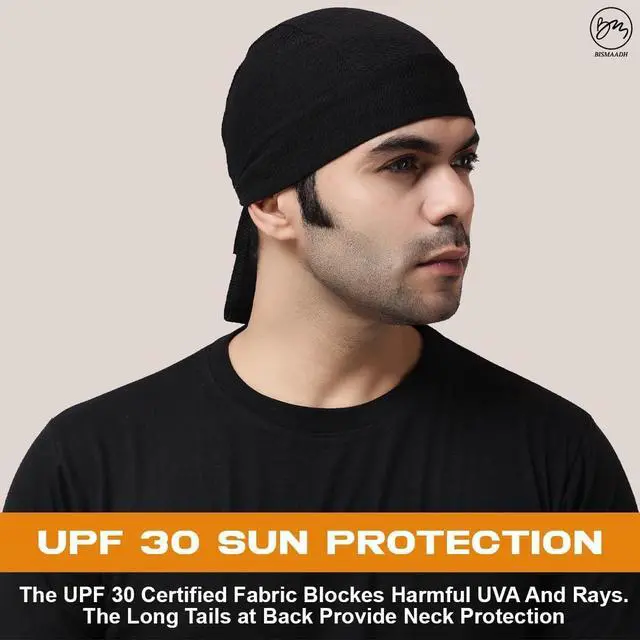 Alt view image 6 of 7 - Sweat Wicking Doo Rag Skull Caps Beanie-Cooling Dew Rag Helmet Liner Hat Motorcycle Head Wrap Bandana for Men