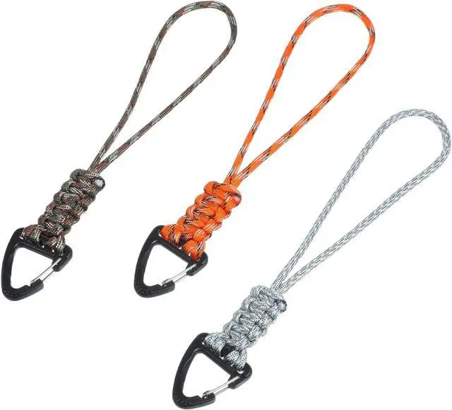 Main image of 3PCS Paracord Keychain Carabiner, Braided Lanyard Key Chain Men/Women Triangle Buckle Lock Clip Heavy Duty Hook for Car Keys
