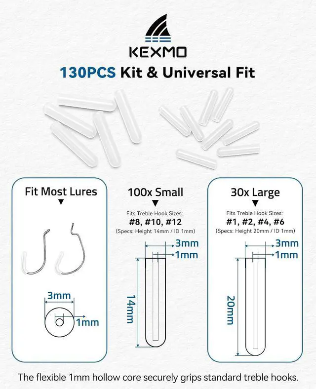 Alt view image 3 of 6 - KEXMO 130PCS&260PCS Fishing Treble Hook Covers Hook Protectors Bonnets Kit | Universal Fit, Divided Tackle Box, Silicone, Clear Transparent, Smooth Exterior, Anti-Scratch & Anti-Snag, Quick On & Off