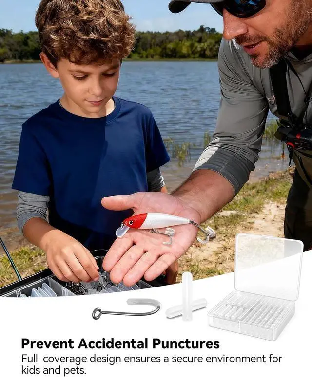 Alt view image 4 of 6 - KEXMO 130PCS&260PCS Fishing Treble Hook Covers Hook Protectors Bonnets Kit | Universal Fit, Divided Tackle Box, Silicone, Clear Transparent, Smooth Exterior, Anti-Scratch & Anti-Snag, Quick On & Off