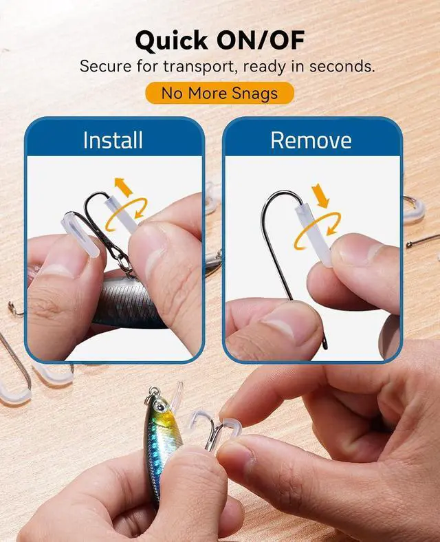 Alt view image 5 of 6 - KEXMO 130PCS&260PCS Fishing Treble Hook Covers Hook Protectors Bonnets Kit | Universal Fit, Divided Tackle Box, Silicone, Clear Transparent, Smooth Exterior, Anti-Scratch & Anti-Snag, Quick On & Off