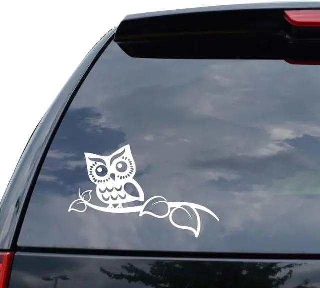 Main image of DiamondCutStickerz Cute Owl Tree Branch Decal Sticker Car Truck Motorcycle Window Bumper Laptop Wall Decor - Size (07 Inch / 18 Cm Wide) - Color Black (Matte Finish)