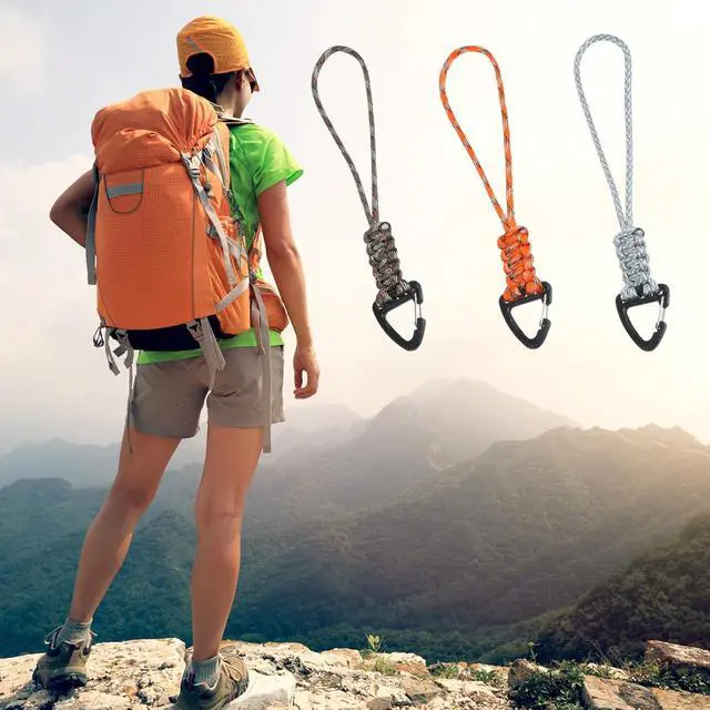 Alt view image 7 of 7 - 3PCS Paracord Keychain Carabiner, Braided Lanyard Key Chain Men/Women Triangle Buckle Lock Clip Heavy Duty Hook for Car Keys