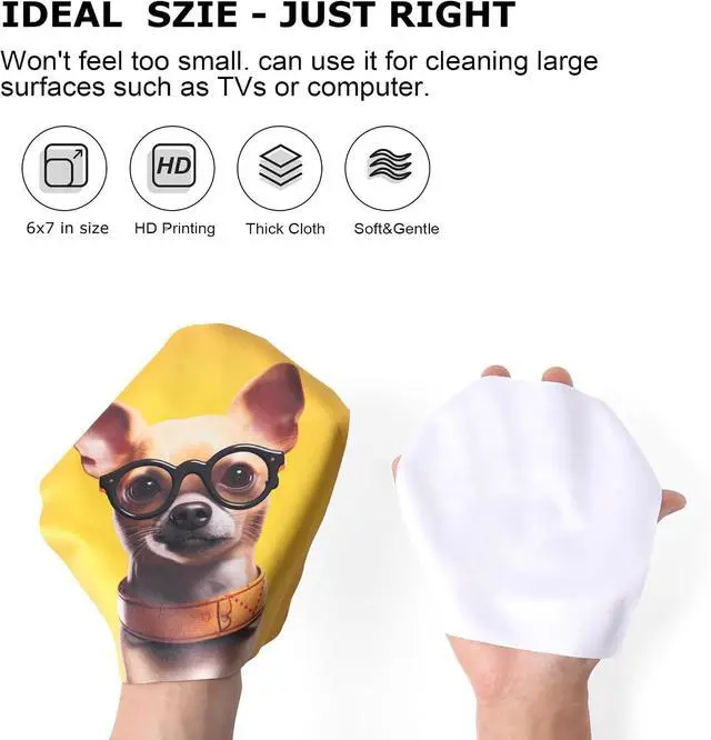 Alt view image 2 of 6 - Glasses Cleaning Cloth for Eyeglasses - Multicolor Eyeglass Clean Cloths - Lens Cleaning Cloth for Camera, Glasses, Screens, Phones and Delicate Surfaces, Cute Design- 6x7in
