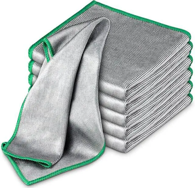 Main image of Airlab Glass Polishing Streak Free Miracle Cleaning Cloth, Sliver-Green | Lint Free Microfiber Cleaning Rags for Glasses Kitchen Dish Mirrors Easy Clean, 12 x 12 Inches, Pack of 6