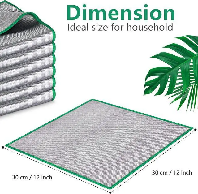 Alt view image 7 of 7 - Airlab Glass Polishing Streak Free Miracle Cleaning Cloth, Sliver-Green | Lint Free Microfiber Cleaning Rags for Glasses Kitchen Dish Mirrors Easy Clean, 12 x 12 Inches, Pack of 6