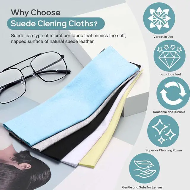 Alt view image 2 of 6 - CONLI 12 Pack 20x20cm/8x8 Large Microfiber Cleaning Cloth for Eyeglasses Luxury Suede Glass Cleaning Cloth Glasses Cleaner for Eye Glass Lens Cleaning Gentle and Lint-Free