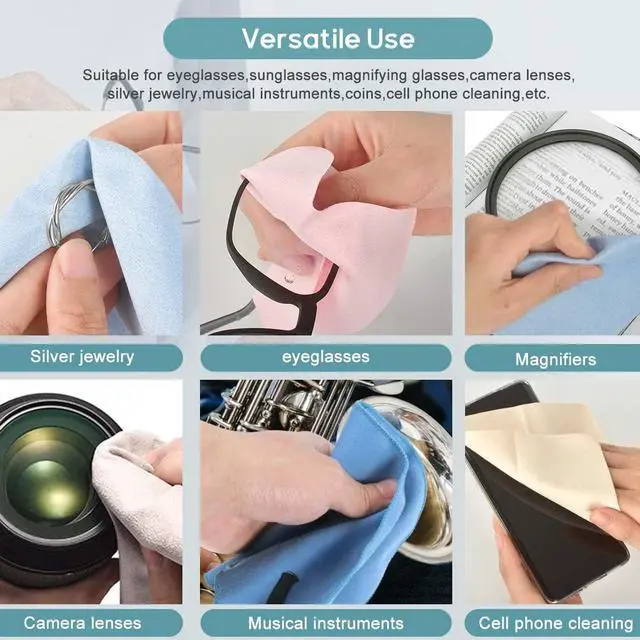 Alt view image 4 of 6 - CONLI 12 Pack 20x20cm/8x8 Large Microfiber Cleaning Cloth for Eyeglasses Luxury Suede Glass Cleaning Cloth Glasses Cleaner for Eye Glass Lens Cleaning Gentle and Lint-Free
