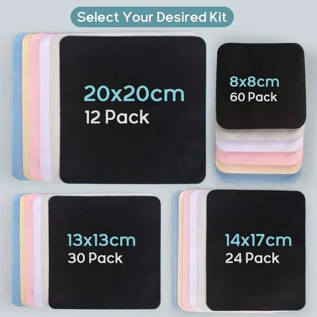 Alt view image 6 of 6 - CONLI 12 Pack 20x20cm/8x8 Large Microfiber Cleaning Cloth for Eyeglasses Luxury Suede Glass Cleaning Cloth Glasses Cleaner for Eye Glass Lens Cleaning Gentle and Lint-Free
