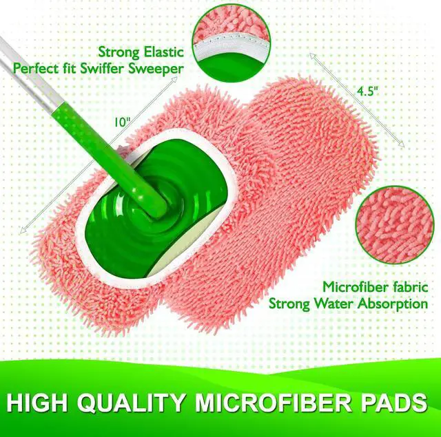 Alt view image 2 of 7 - Reusable Microfiber Mop Pads Compatible with Swiffer Sweeper Mop | 4 Pack Dry Sweeping Cloths & Wet Mopping Cloths for Swiffer, Washable Wet Refill for Mopping Floors (Mop is not Included)