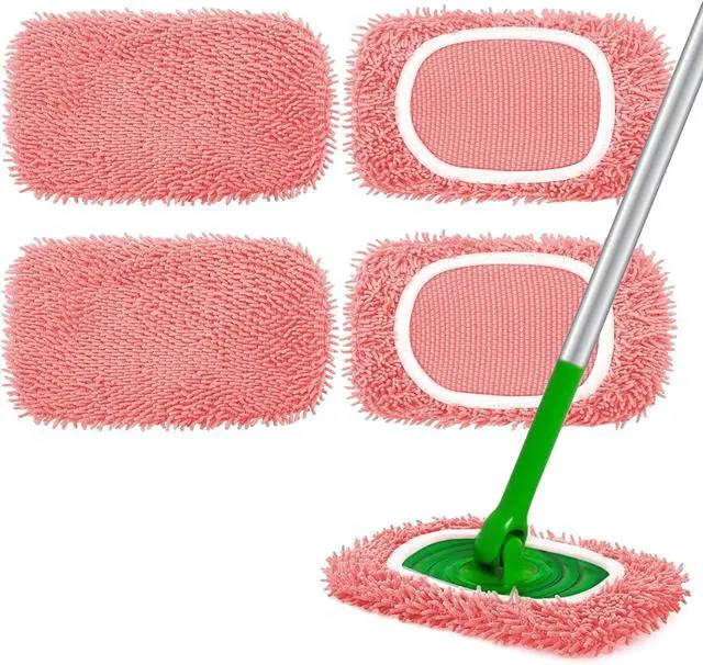 Main image of Reusable Microfiber Mop Pads Compatible with Swiffer Sweeper Mop | 4 Pack Dry Sweeping Cloths & Wet Mopping Cloths for Swiffer, Washable Wet Refill for Mopping Floors (Mop is not Included)