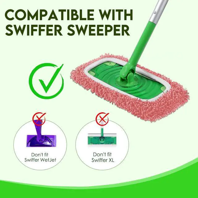 Alt view image 5 of 7 - Reusable Microfiber Mop Pads Compatible with Swiffer Sweeper Mop | 4 Pack Dry Sweeping Cloths & Wet Mopping Cloths for Swiffer, Washable Wet Refill for Mopping Floors (Mop is not Included)
