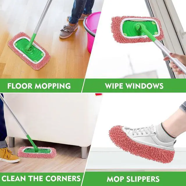 Alt view image 6 of 7 - Reusable Microfiber Mop Pads Compatible with Swiffer Sweeper Mop | 4 Pack Dry Sweeping Cloths & Wet Mopping Cloths for Swiffer, Washable Wet Refill for Mopping Floors (Mop is not Included)