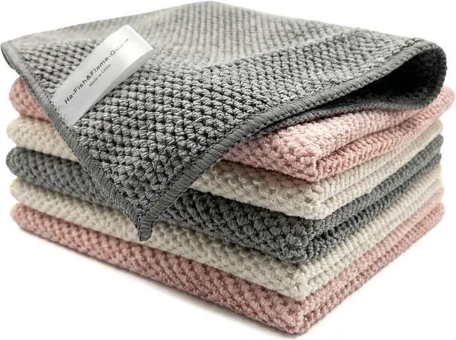 Main image of Microfiber Cleaning Cloths 6-Pack, Absorbent Textured Towels Large 12x16 In | Perfect for kitchen countertops, dishes & household cleaning. Streak-free, lint-free, reusable.