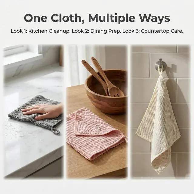 Alt view image 5 of 7 - Microfiber Cleaning Cloths 6-Pack, Absorbent Textured Towels Large 12x16 In | Perfect for kitchen countertops, dishes & household cleaning. Streak-free, lint-free, reusable.