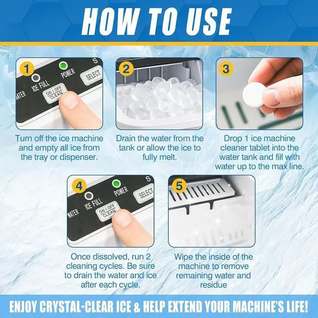 Alt view image 4 of 6 - Ice Machine Cleaner Tablets, Countertop Ice Maker Cleaner, 36 Counts Descaler, Nickel Safe Commercial Portable Nugget Ice Makers, Remove Hard Water Buildup, Deep Cleaning