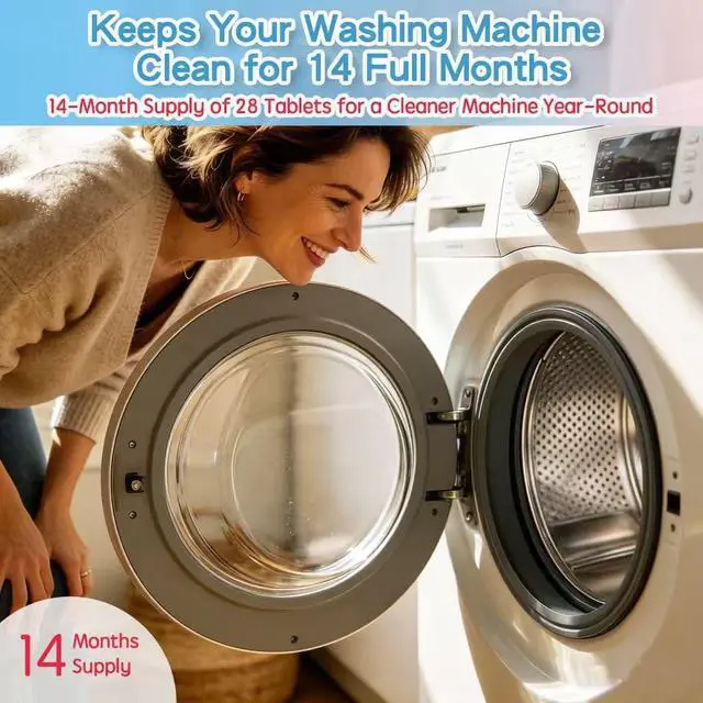 Alt view image 5 of 7 - Washing Machine Cleaner Tablets 28 Count, Descaler Odor Remover, No Bleach EDTA Free Unscented Tabs for Washers