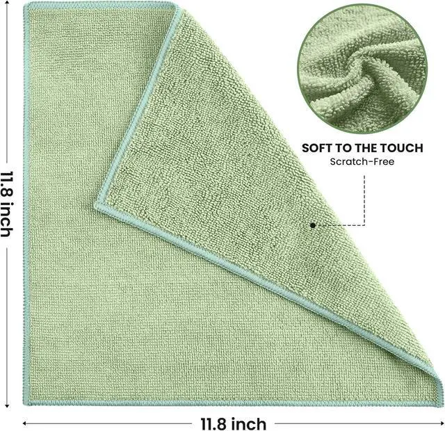Alt view image 2 of 7 - SIFANGKE Microfiber Cleaning Cloth, 12 Pack Green Cleaning Rags for Housekeeping, Reusable Microfiber Towels for Car, Kitchen, Bathroom and Household Cleaning Supplies, 11.8"X11.8"