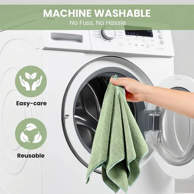 Alt view image 7 of 7 - SIFANGKE Microfiber Cleaning Cloth, 12 Pack Green Cleaning Rags for Housekeeping, Reusable Microfiber Towels for Car, Kitchen, Bathroom and Household Cleaning Supplies, 11.8"X11.8"