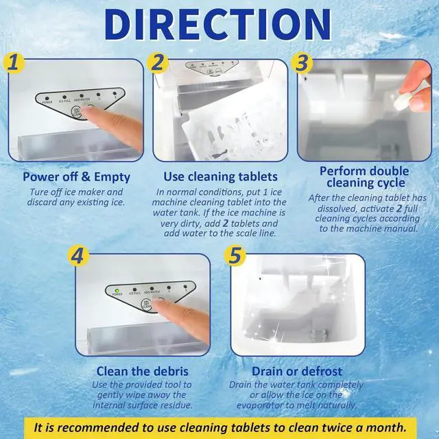 Alt view image 6 of 7 - Ice Maker Cleaner and Descaler - Ice maker cleaning tablets mini size, compatible with all major brands, safe and nickel-free descaler, suitable for countertop, portable, and commercial ice makers.