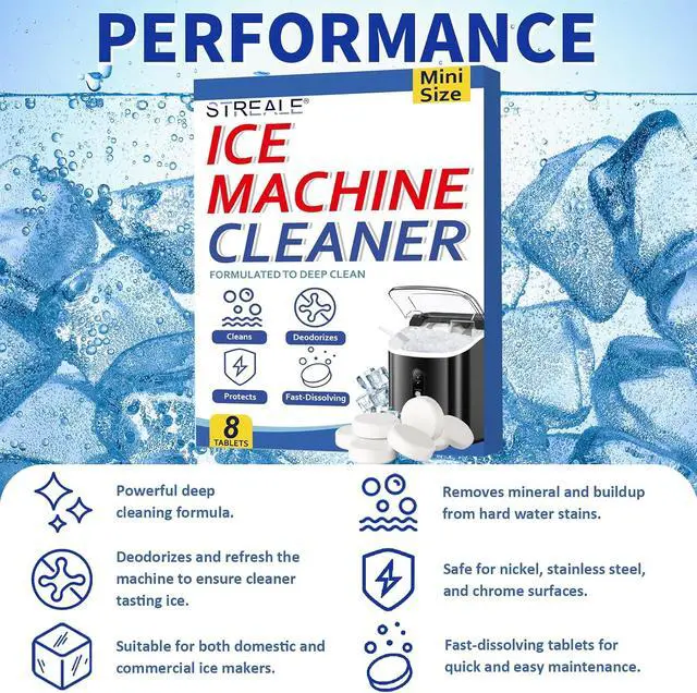 Alt view image 5 of 7 - Ice Maker Cleaner and Descaler - Ice maker cleaning tablets mini size, compatible with all major brands, safe and nickel-free descaler, suitable for countertop, portable, and commercial ice makers.