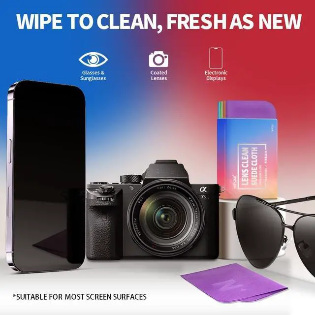 Alt view image 4 of 7 - 8-Pack Microfiber Lens Cleaning Cloth, Lint-Free & Scratch-Free | Instantly Cleans Glasses, Screens, Camera Lens, VR/AR Headsets, Reusable & Washable (4 Colors)