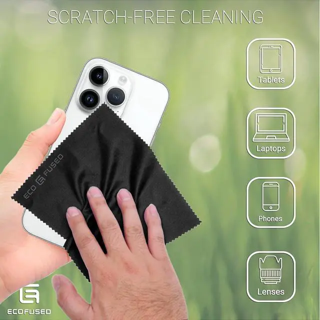 Alt view image 3 of 7 - Eco-Fused Microfiber Cleaning Cloths - 12 Pack - for Cleaning Glasses, Spectacles, Camera Lenses, iPad, Tablets, Phones, iPhone, Android Phones, Laptops, LCD Screens and Other Delicate Surfaces