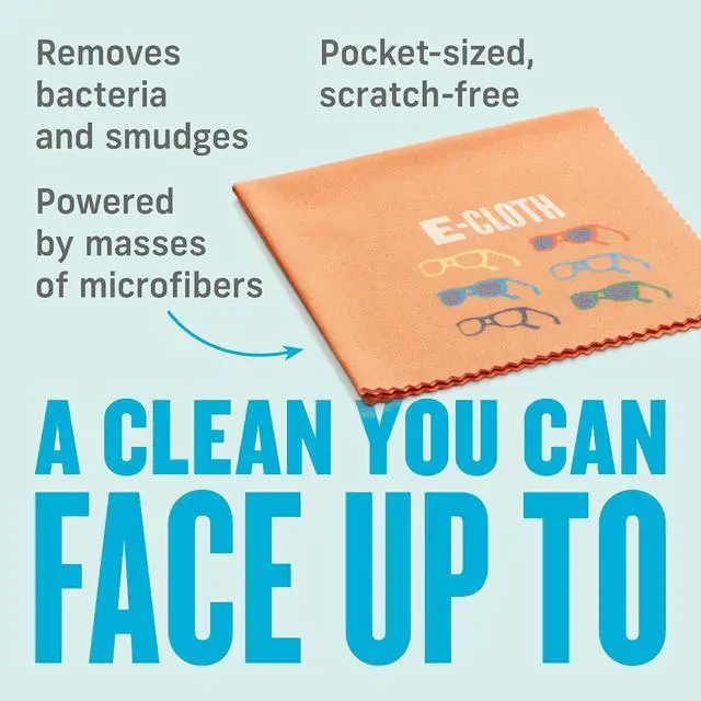 Alt view image 3 of 6 - E-Cloth Eyeglasses Cleaning Cloth, Reusable & Washable - 1 Pack | Glasses Wipe, Reusable & Washable, Cleans Dirt, Fingerprints, Smudges from Lens & Frames, Use Dry or Damp