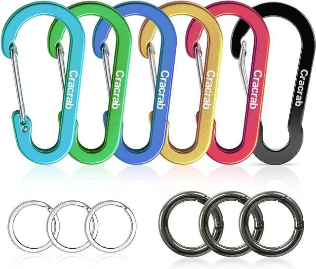 Main image of 3" Aluminum Carabiner Clip, Multicolor D Ring Carabiner Set, Metal Spring O Rings Clip Keychain with Keyrings Pack, Multipurpose for Camping Hiking Backpack Bags Purses