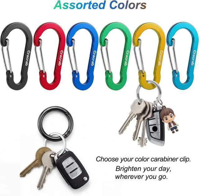 Alt view image 2 of 7 - 3" Aluminum Carabiner Clip, Multicolor D Ring Carabiner Set, Metal Spring O Rings Clip Keychain with Keyrings Pack, Multipurpose for Camping Hiking Backpack Bags Purses