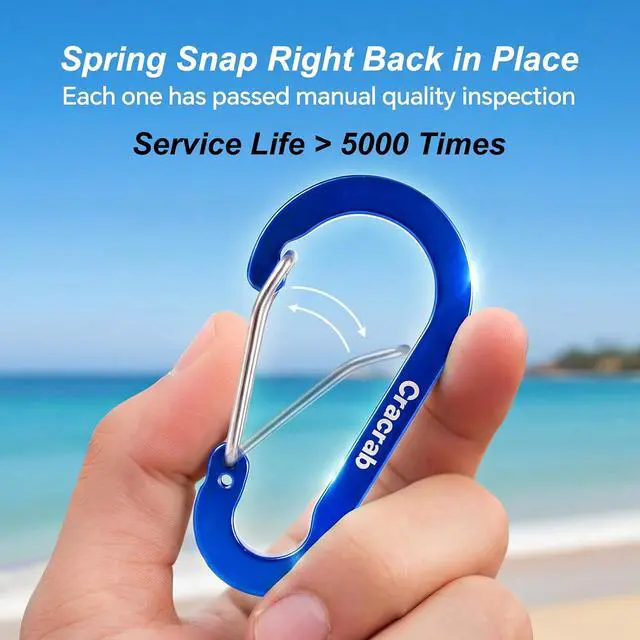 Alt view image 3 of 7 - 3" Aluminum Carabiner Clip, Multicolor D Ring Carabiner Set, Metal Spring O Rings Clip Keychain with Keyrings Pack, Multipurpose for Camping Hiking Backpack Bags Purses