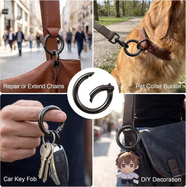 Alt view image 5 of 7 - 3" Aluminum Carabiner Clip, Multicolor D Ring Carabiner Set, Metal Spring O Rings Clip Keychain with Keyrings Pack, Multipurpose for Camping Hiking Backpack Bags Purses