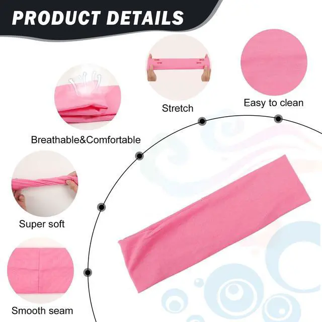 Alt view image 3 of 7 - 9Pcs Headbands for Women & Men, Non Slip Sweat Band Fashion Elastic Head Bands for Women's Hair, Soft Hair Bands Cotton Cloth Stretchy Headband for Daily Workout Yoga Running Sports