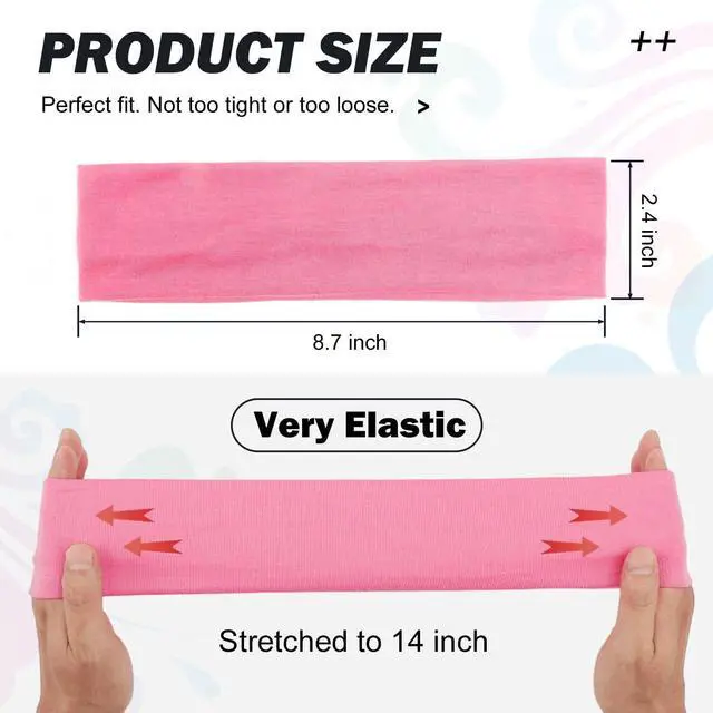 Alt view image 2 of 7 - 9Pcs Headbands for Women & Men, Non Slip Sweat Band Fashion Elastic Head Bands for Women's Hair, Soft Hair Bands Cotton Cloth Stretchy Headband for Daily Workout Yoga Running Sports