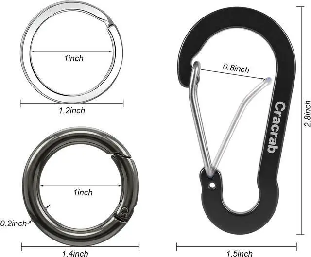 Alt view image 7 of 7 - 3" Aluminum Carabiner Clip, Multicolor D Ring Carabiner Set, Metal Spring O Rings Clip Keychain with Keyrings Pack, Multipurpose for Camping Hiking Backpack Bags Purses