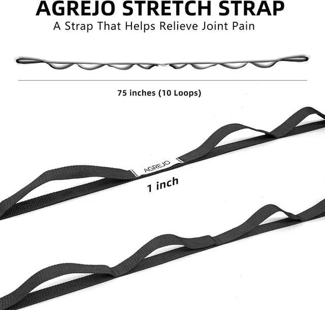 Alt view image 4 of 6 - AGREJO Stretching Strap Yoga Strap Physical Therapy for Home Workout, 10 Loops Non-Elastic Stretch Band for Pilates, Flexibility, Exercise and Gymnastics