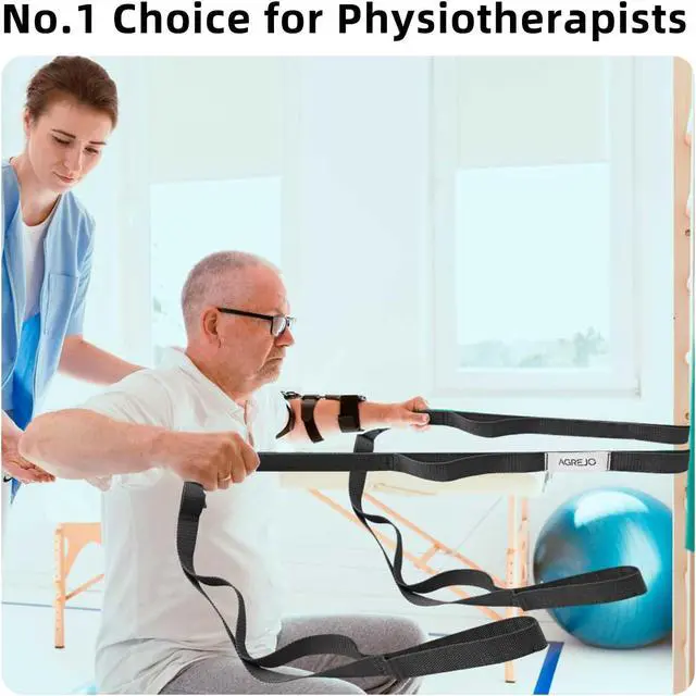 Alt view image 5 of 6 - AGREJO Stretching Strap Yoga Strap Physical Therapy for Home Workout, 10 Loops Non-Elastic Stretch Band for Pilates, Flexibility, Exercise and Gymnastics