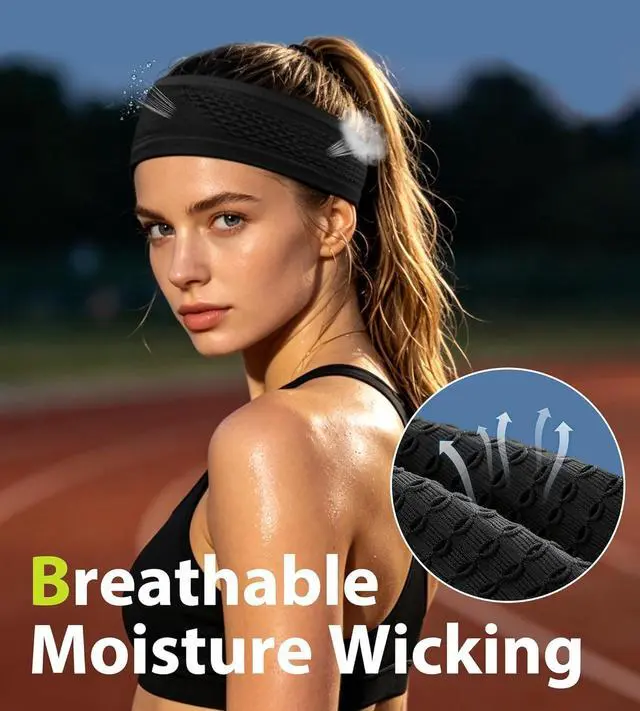Alt view image 3 of 6 - Breathable Sweatband&Headband-Airflow Design Keeps Head Cool - Comfortable, Breathable & Highly Sweat-Absorbent, Fits Snugly Without Slipping