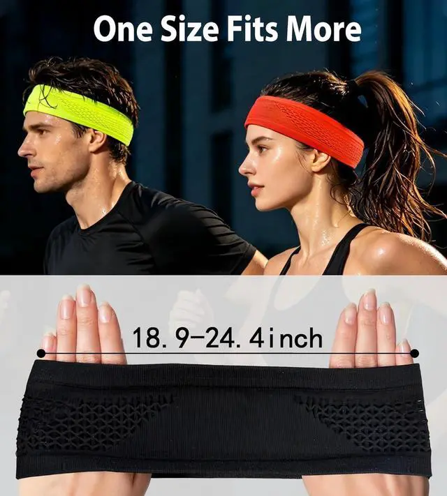 Alt view image 5 of 6 - Breathable Sweatband&Headband-Airflow Design Keeps Head Cool - Comfortable, Breathable & Highly Sweat-Absorbent, Fits Snugly Without Slipping