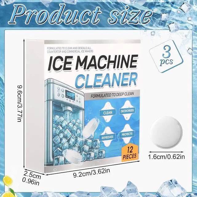 Alt view image 2 of 6 - 3 Pack 36 Pcs Ice Machine Cleaner Tablets Descaler, Clean Tablets for Ice Makers, Scale Remover for Countertop, Deep Cleaning, Remove Odor