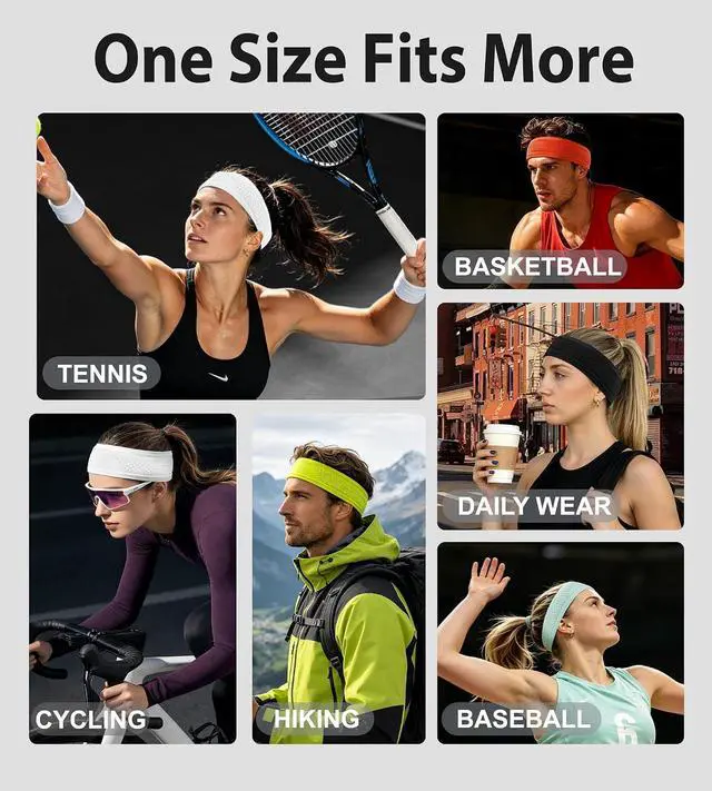 Alt view image 6 of 6 - Breathable Sweatband&Headband-Airflow Design Keeps Head Cool - Comfortable, Breathable & Highly Sweat-Absorbent, Fits Snugly Without Slipping