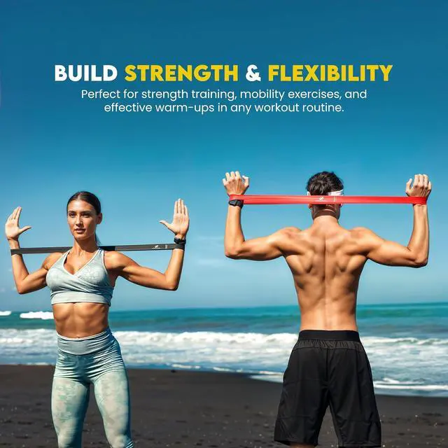 Alt view image 2 of 7 - Loop Resistance Bands Set of 5 for Exercise & Strength Training | 5 resistance levels Yoga and Pilates training Strength and mobility exercises Portable workout kit