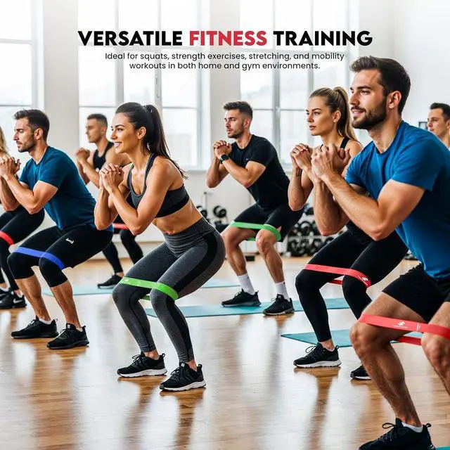 Alt view image 5 of 7 - Loop Resistance Bands Set of 5 for Exercise & Strength Training | 5 resistance levels Yoga and Pilates training Strength and mobility exercises Portable workout kit