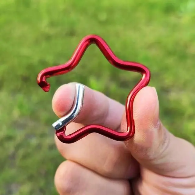 Alt view image 4 of 7 - 2Pcs Star Carabiner Clip, Star Shaped Climbing Buckle, Aluminum Alloy Heavy Duty Keyring Hook for Camping Fishing Hiking Traveling Aluminum Key Chain Clip Accessories