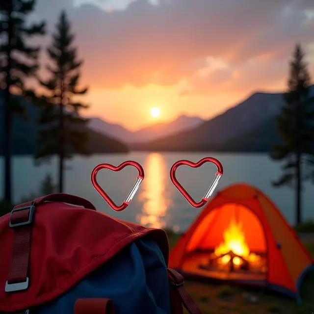 Alt view image 5 of 7 - 2Pcs Red Heart Shape Carabiners Keychain Clips Snap Hook Key Ring for Camping Accessories Backpack Water Bottle Aluminum Alloy Accessory and Keychain CarabinersAccessories