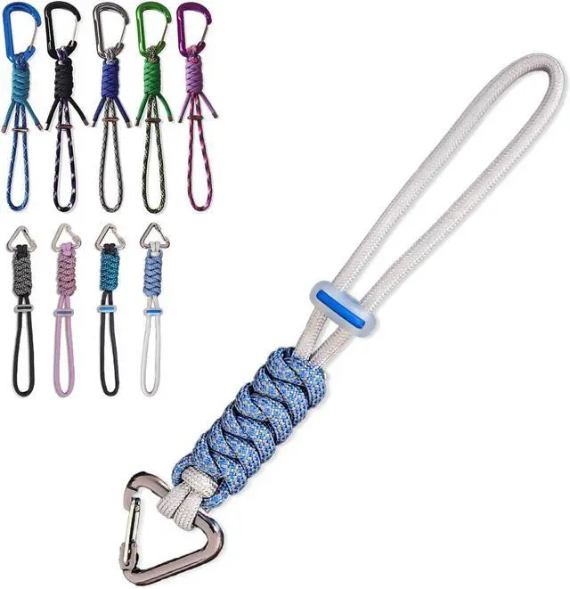 Main image of Paracord Keychain - Triangle/D-Shaped Carabiner Clip with Lanyard for Hanging Water Bottle, Key, Backpacks and More