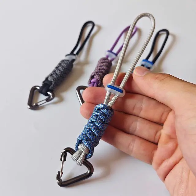 Alt view image 2 of 6 - Paracord Keychain - Triangle/D-Shaped Carabiner Clip with Lanyard for Hanging Water Bottle, Key, Backpacks and More