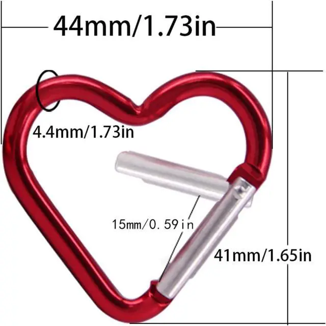Alt view image 2 of 7 - Outdoor Carabiner Heart Keychain Clip Aluminum Alloy Rings Climbing Clips Spring Snap Hook Portable Spring Snap Hook Accessories
