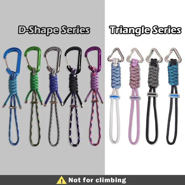 Alt view image 4 of 6 - Paracord Keychain - Triangle/D-Shaped Carabiner Clip with Lanyard for Hanging Water Bottle, Key, Backpacks and More